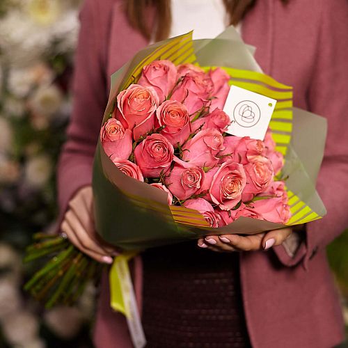 Розовые розы 40 см (Кения) Premium