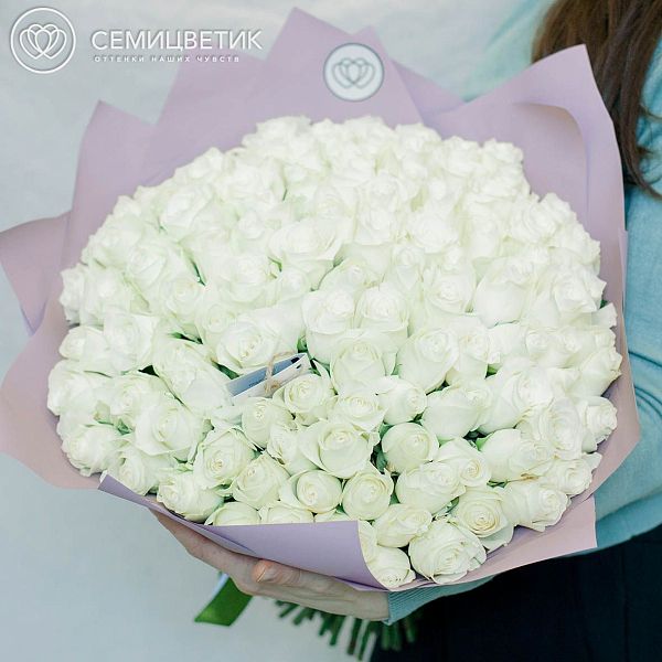 101 белая роза (Кения) 40 см Premium