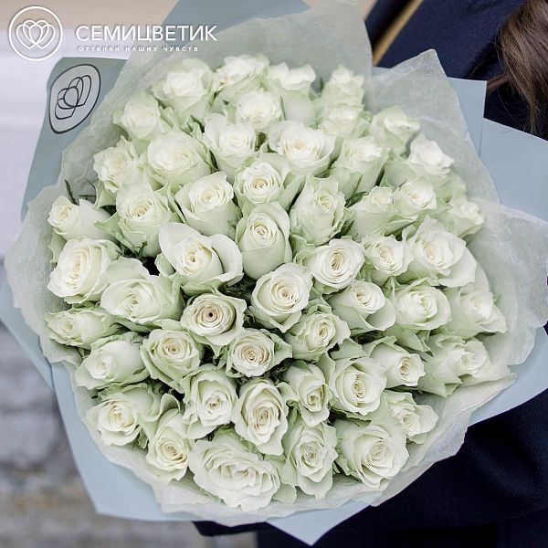 51 белая роза (Кения) 40 см Premium