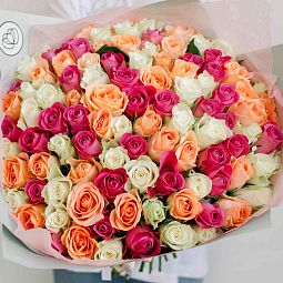 Букет из 101 розы 40 см микс в нежных тонах (Кения)