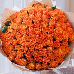 Букет из 101 оранжевой розы 40 см (Кения)