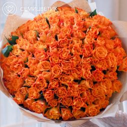 Букет из 101 оранжевой розы (Кения) 40 см Standart