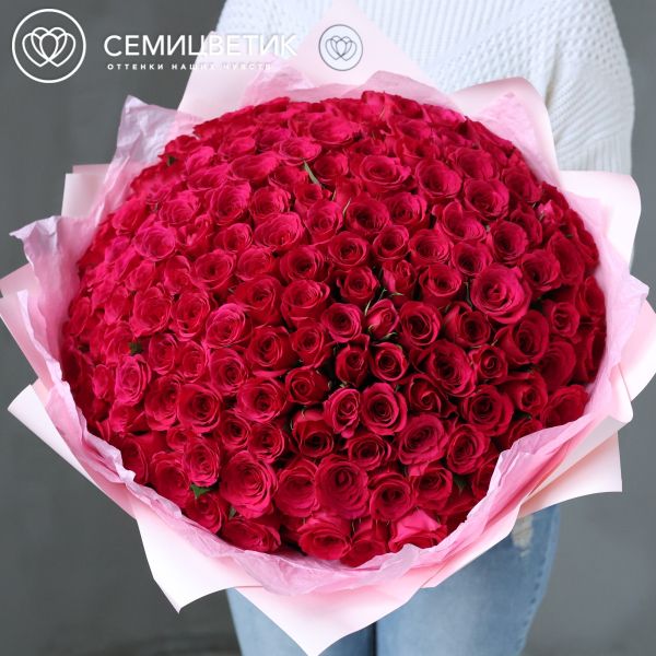 Букет из 151 малиновой розы 40 см (Кения)
