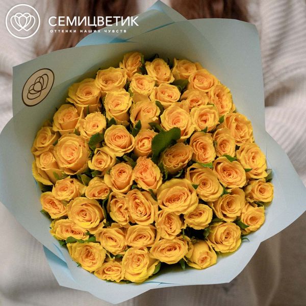 Букет из 51 желтой розы 35 см (Кения)