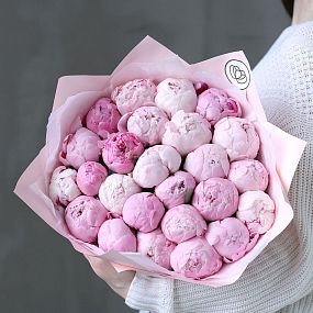 Букет из 25 розовых пионов Premium