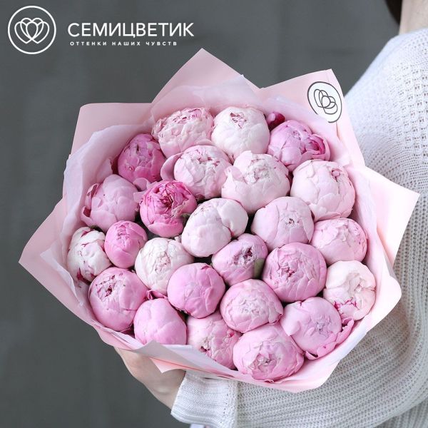 Букет из 25 розовых пионов Premium