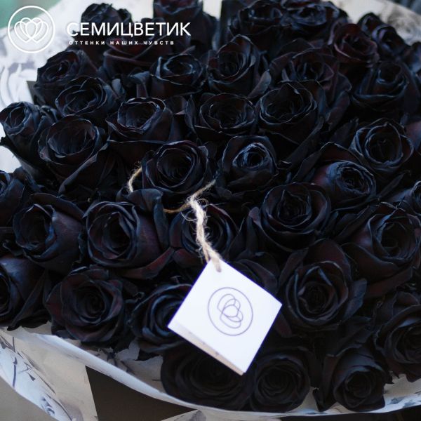 Букет из 51 черной розы 60 см (Эквадор)