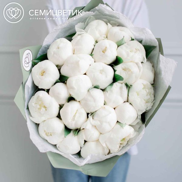 Букет из 25 белых пионов Premium