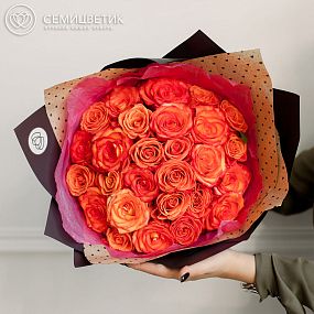 Букет из 25 оранжевых роз Orange Crush 50 см (Эквадор)