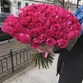 Букет из 101 розовой розы Topaz 60 см (Эквадор)
