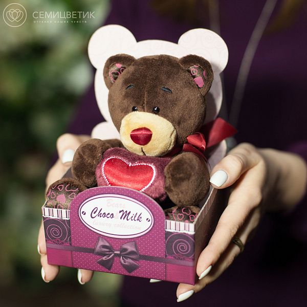 Мишка мальчик Choco с сердцем 15 см