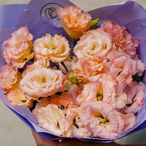 Монобукет  из 15 кремовых лизиантусов