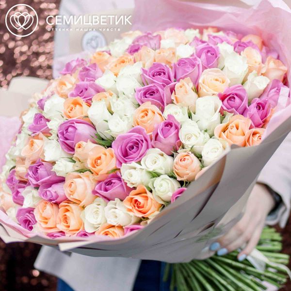 Букет из 151 розы 40 см нежный микс (Кения)