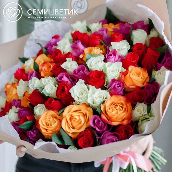 Букет из 101 розы 40 см микс (Кения)