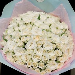 Букет из 101 белой розы 30 см (Кения)