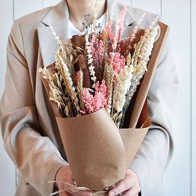 Свадебный букет  из сухоцветов с пшеницей, корицей, овсом и сетарией