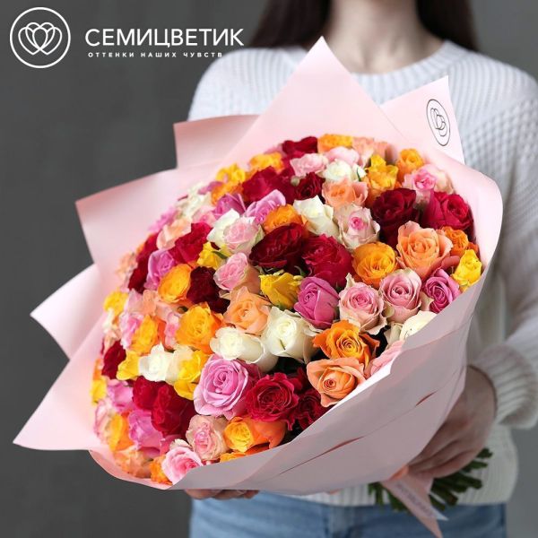 Букет из 101 розы 35-40 см микс (Кения)