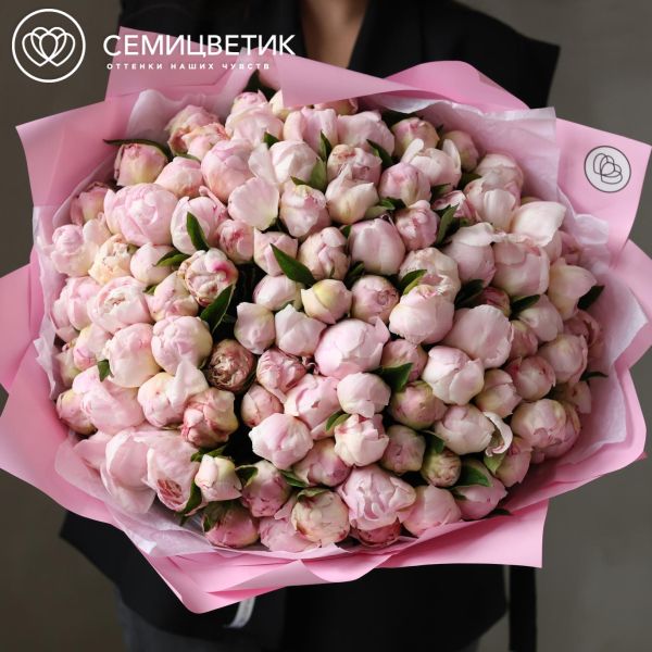 Букет из 101 нежно-розового пиона Gardenia Premium