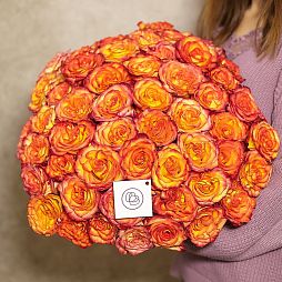 Букет из 51 оранжевой розы High Magic 60 см (Эквадор)