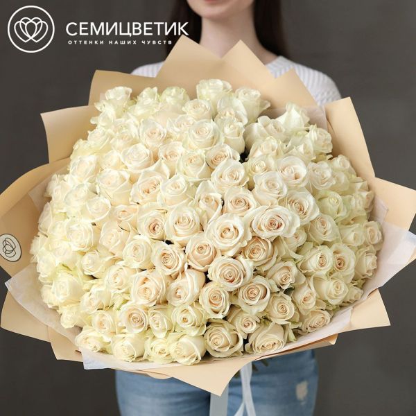 Букет из 101 белой розы Vendela 60 см (Эквадор)