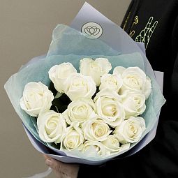 Букет из 15 белых роз 60 см (Россия)