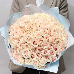 Букет из 101 нежно-розовой розы 35-40 см (Россия)