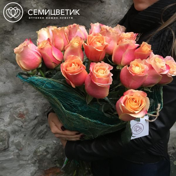 Букет из 25 розовых роз 50 см 3D (Эквадор)