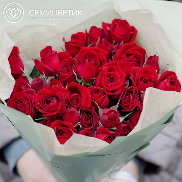 Букет из 11 красных кустовых роз 40 см (Эквадор)