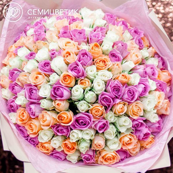 Букет из 151 розы 40 см нежный микс (Кения)