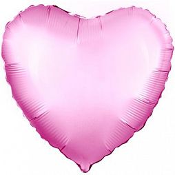Шар металлик Сердце розовый с гелием