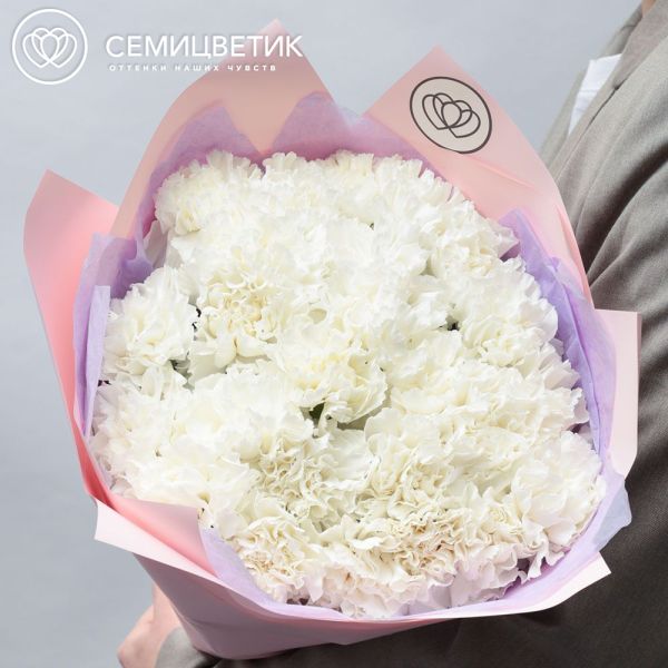 Букет из 25 белых гвоздик