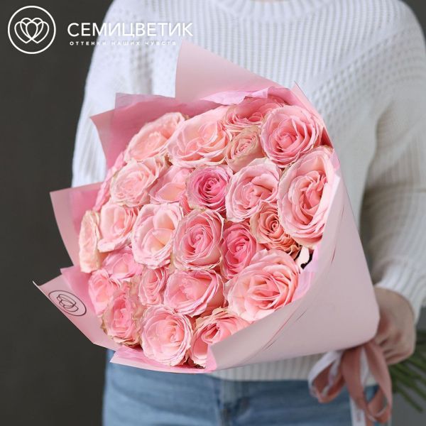 Букет из 25 нежно-розовых роз Esperance 60 см (Кения)