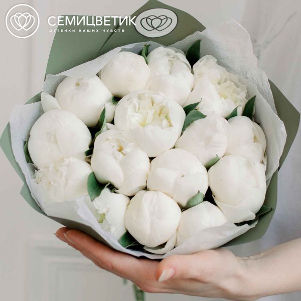 Букет из 15 белых пионов Premium