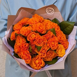 Букет из 25 оранжевых роз 35-40 см (Россия)