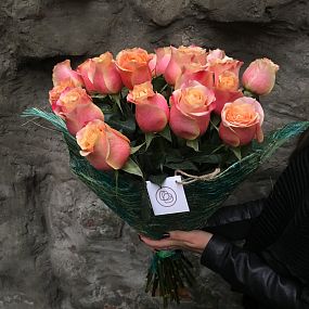 Букет из 25 розовых роз 50 см 3D (Эквадор)