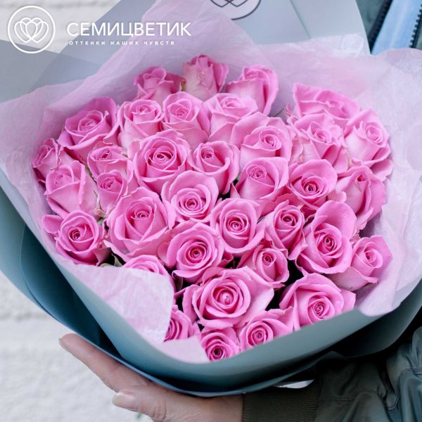 Букет из 35 розовых роз 40 см (Кения)