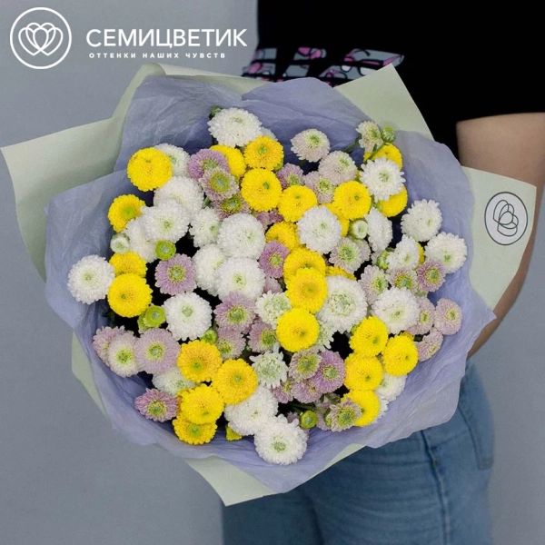 Букет из 21 кустовой хризантемы микс