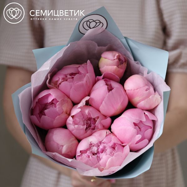 Букет из 9 нежно-розовых пионов Angel Cheeks Premium
