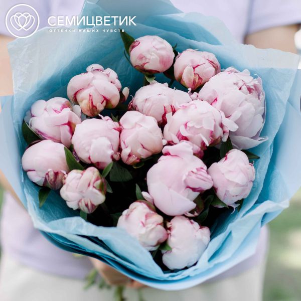 Букет из 15 розовых пионов Standart