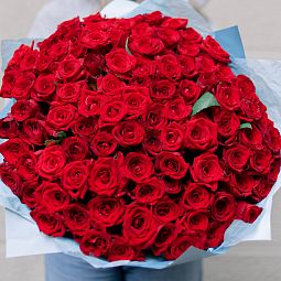 Букет из 101 красной розы 40 см (Россия)