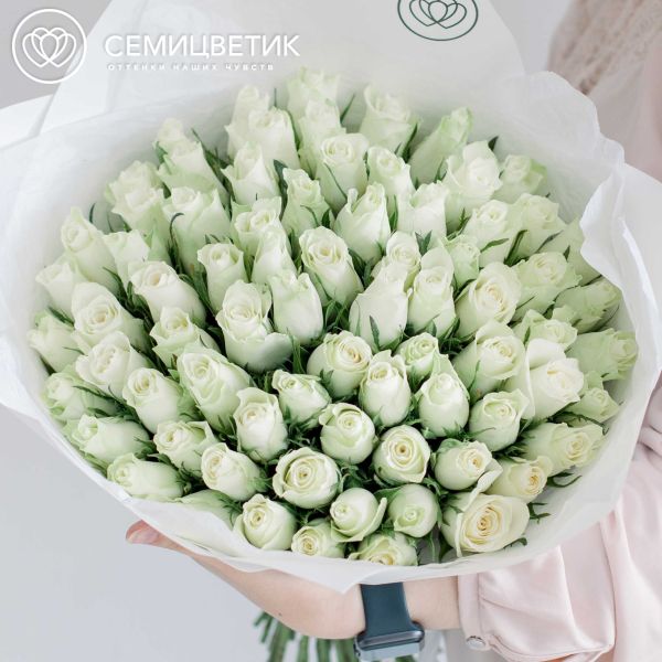 Букет из 75 белых роз 30 см (Кения)