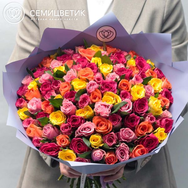 Букет из 101 розы 35-40 см микс (Кения)