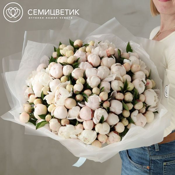 Букет из 101 нежно-розового пиона Standart Plus