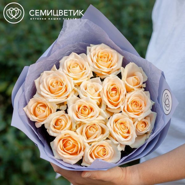 Букет из 15 кремовых роз 60 см (Россия)