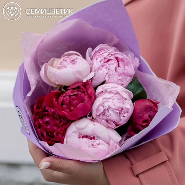 Букет из 7 пионов Standart микс