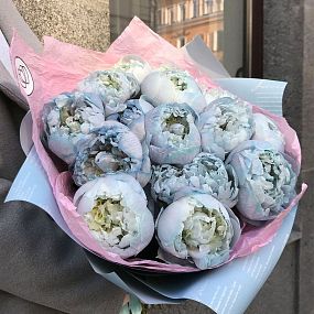 Букет из 15 голубых пионов Premium