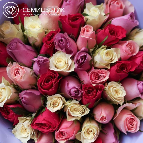 Букет из 51 розы 35 см микс (Кения)