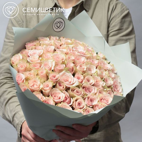 Букет из 75 нежно-розовых роз 40 см (Кения)