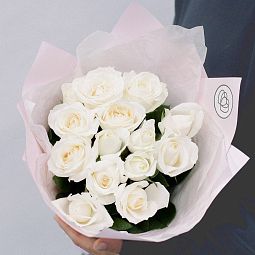 Букет из 15 белых роз 50 см (Россия)