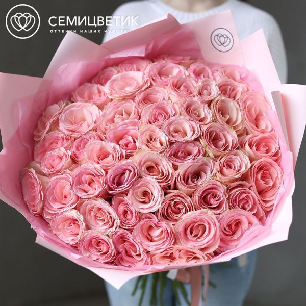 Букет из 51 нежно-розовой розы Esperance 60 см (Кения)